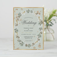 Floral Wedding Gold Sage Green Waterverf