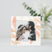 Floral Wedding Golden Peach Waterverf Bedankkaart (Staand voorkant)
