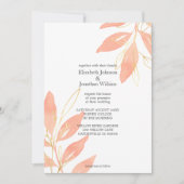 Floral Wedding Golden Peach Waterverf Kaart (Voorkant)