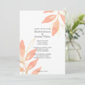 Floral Wedding Golden Peach Waterverf Kaart (Staand voorkant)