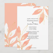 Floral Wedding Golden Peach Waterverf Kaart (Voorkant / Achterkant)