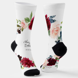 Floral Wedding Groom Waterverf van Bourgogne en ma Sokken