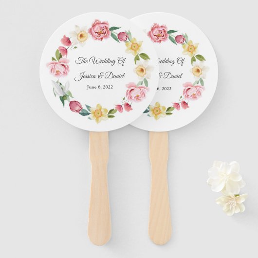 Floral Wedding Hand Fan Handwaaier (Voorkant en achterkant)