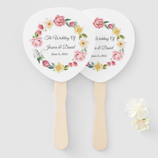 Floral Wedding Hand Fan Handwaaier (Voorkant en achterkant)