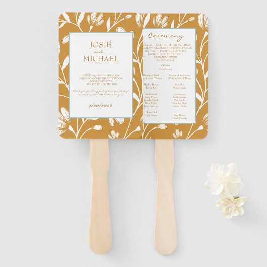  Floral Wedding Handwaaier (Voorkant en achterkant)