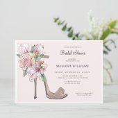 Floral Wedding Heels Bridal Shower Kaart (Staand voorkant)