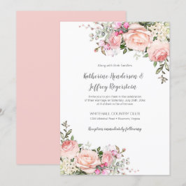 Floral Wedding Invitat Blush Pink Green Waterverf Kaart