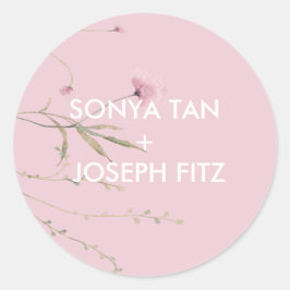 Floral Wedding Invitat Envelope Square Classic Ro Ronde Sticker