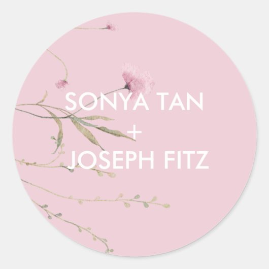 Floral Wedding Invitat Envelope Square Classic Ro Ronde Sticker (Voorkant)