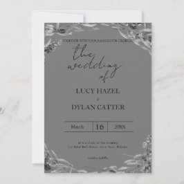 Floral Wedding Invitati voor zwarte en witte Water Kaart