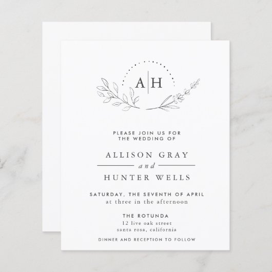 Floral Wedding Invitation (Voorkant / Achterkant)