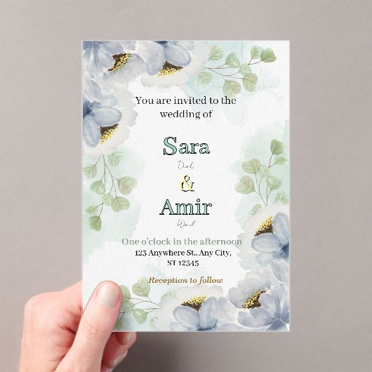 Floral wedding Invitation  Acryl Uitnodigingen (Insitu (Draagbaar))