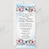 Floral Wedding Invitation Blue Kaart (Voorkant)