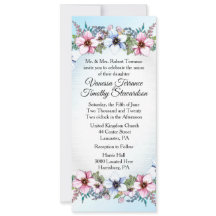 Floral Wedding Invitation Blue