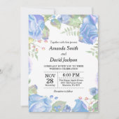 Floral Wedding Invitation Blue Waterverf Floral Kaart (Voorkant)