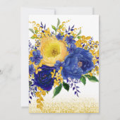 Floral Wedding Invitation Blue Yellow Waterverf (Achterkant)