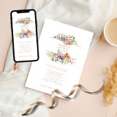 Floral Wedding Invitation BOHO Wildflower Digital Kaart