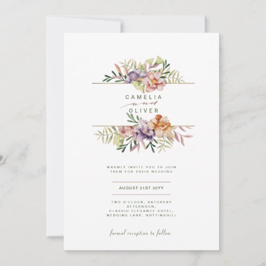 Floral Wedding Invitation BOHO Wildflower Digital Kaart (Voorkant)