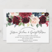 Floral Wedding Invitation Burgundy Boho Waterverf Kaart (Voorkant)