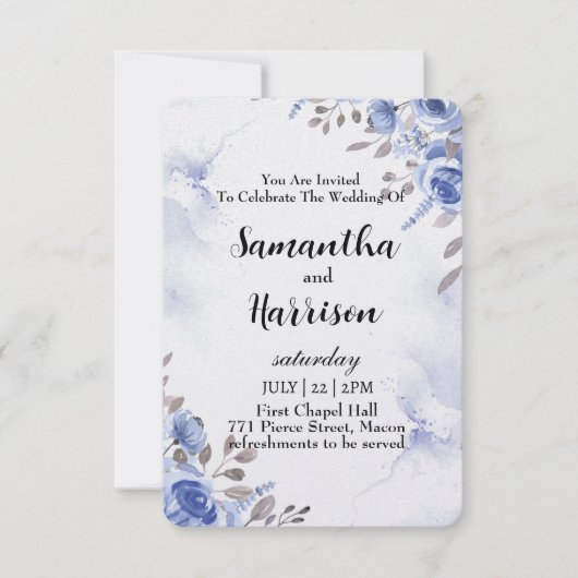 floral wedding invitation card bedankkaart (Voorkant)