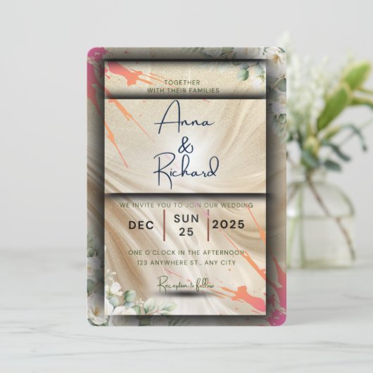 Floral Wedding Invitation Card Kaart (Staand voorkant)