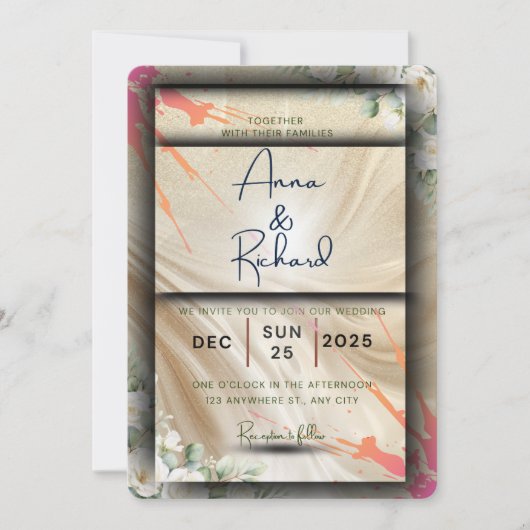 Floral Wedding Invitation Card Kaart (Voorkant)
