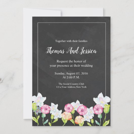 Floral Wedding Invitation Card Kaart (Voorkant)