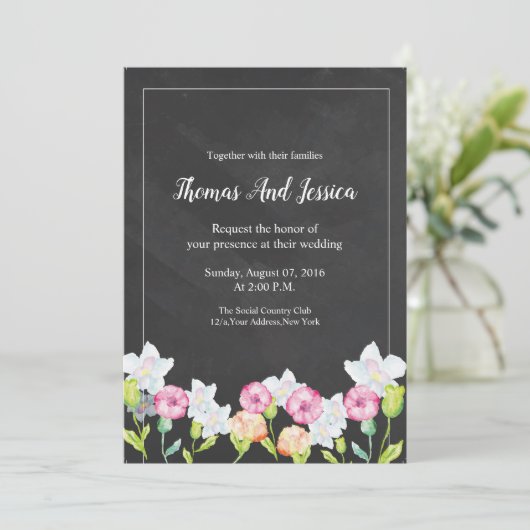 Floral Wedding Invitation Card Kaart (Staand voorkant)