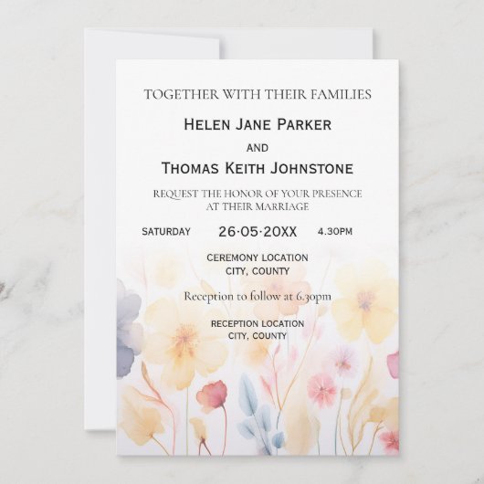 Floral Wedding Invitation Card Kaart (Voorkant)