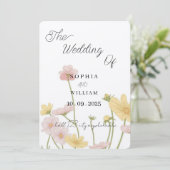 floral wedding invitation card  kaart (Staand voorkant)