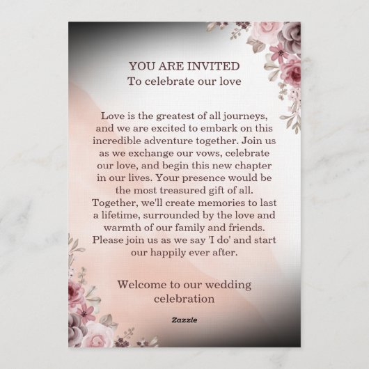 Floral Wedding Invitation CARD modern design Kaart (Achterkant)