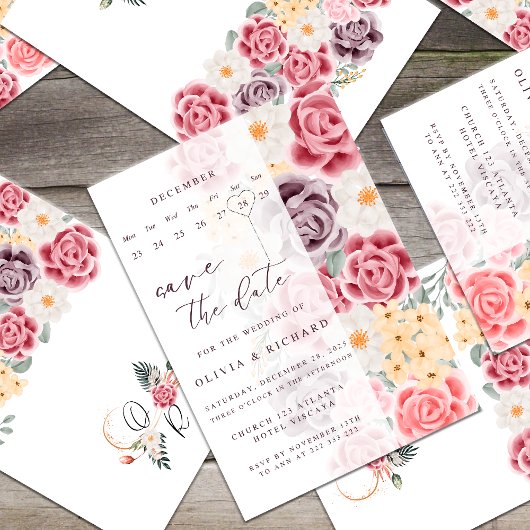 Floral wedding invitation combines romantic elegan kaart