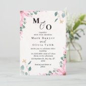 Floral Wedding Invitation Custom Roos Design Kaart (Staand voorkant)