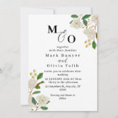 Floral Wedding Invitation Custom Roos Design Kaart (Voorkant)