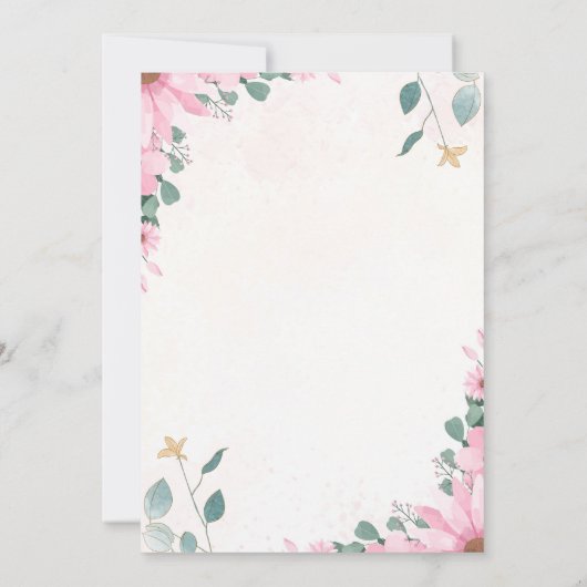 Floral Wedding Invitation Custom Roos Design Kaart (Achterkant)