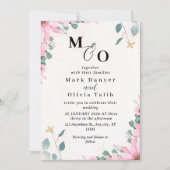 Floral Wedding Invitation Custom Roos Design Kaart (Voorkant)