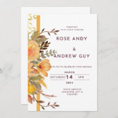 Floral Wedding Invitation, Digital Invitation Kaar Kaart (Voorkant / Achterkant)