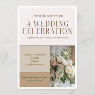 Floral Wedding Invitation-Elegant Botanical Design Kaart