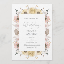 Floral Wedding Invitation – Elegant  Kaart