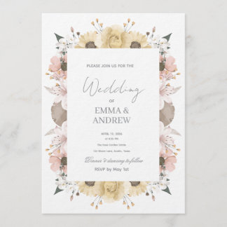 Floral Wedding Invitation – Elegant  Kaart