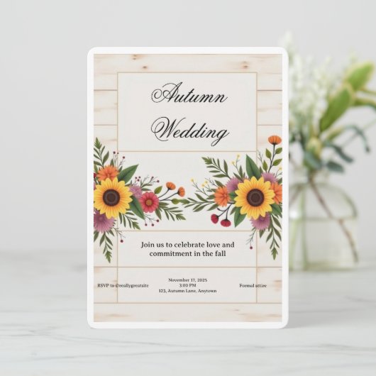 Floral Wedding Invitation – Elegant & Simple Kaart (Staand voorkant)