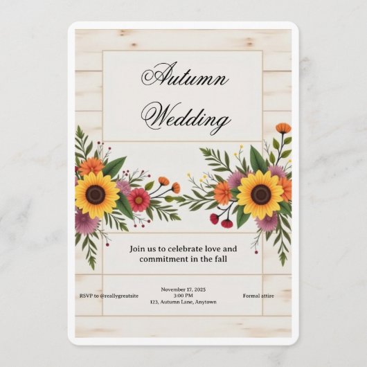 Floral Wedding Invitation – Elegant & Simple Kaart (Voorkant)