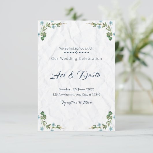Floral Wedding Invitation Flyer Kaart (Staand voorkant)