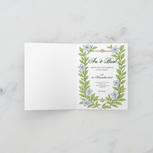 Floral Wedding invitation for seniors (Binnen)