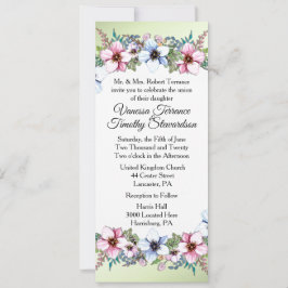 Floral Wedding Invitation Green Kaart