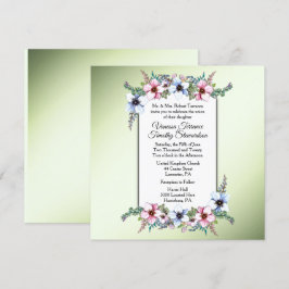 Floral Wedding Invitation Green Kaart