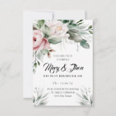 Floral Wedding Invitation Green Tones Kaart (Voorkant)