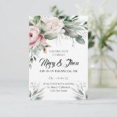 Floral Wedding Invitation Green Tones Kaart (Staand voorkant)