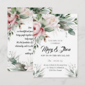 Floral Wedding Invitation Green Tones Kaart (Voorkant / Achterkant)