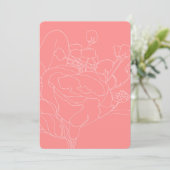 Floral Wedding Invitation Insert (Coral) Kaart (Staand voorkant)